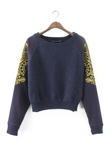 時(shí)尚與工藝的融合 2014韓單秋冬金絲刺繡拼接衛(wèi)衣